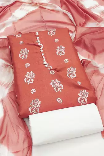 orange cotton printed dress material