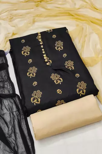 black cotton printed dress material