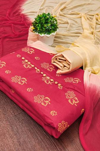 pink cotton printed dress material