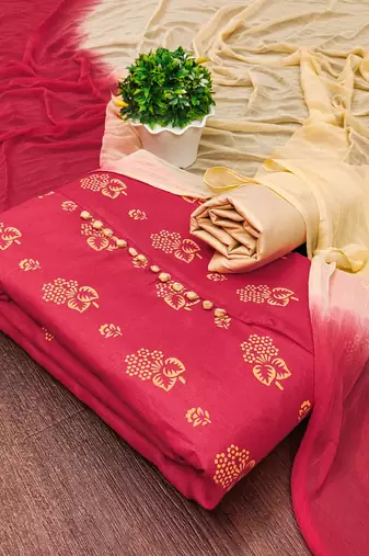 pink cotton printed dress material