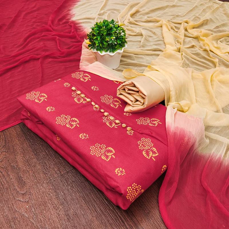 pink cotton printed dress material