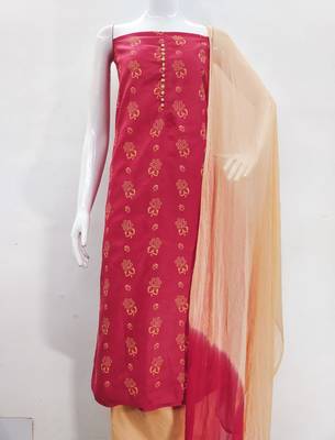 pink cotton printed dress material 2