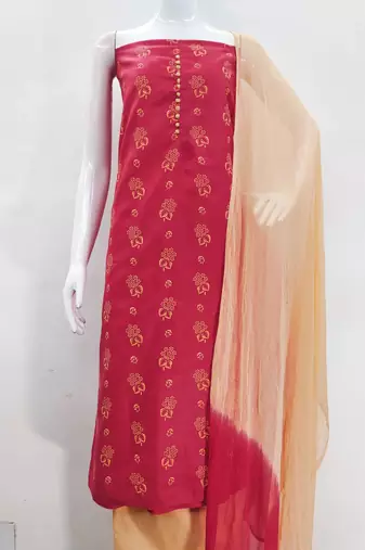 pink cotton printed dress material