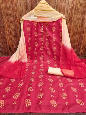 pink cotton printed dress material 3