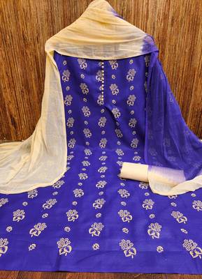 royal blue cotton printed dress material 3