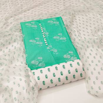 light green cotton printed dress material 1