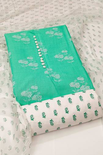 light green cotton printed dress material