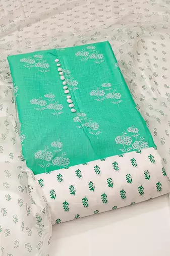 light green cotton printed dress material