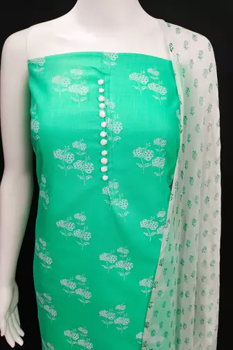 light green cotton printed dress material