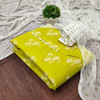 lemon cotton printed dress material 1