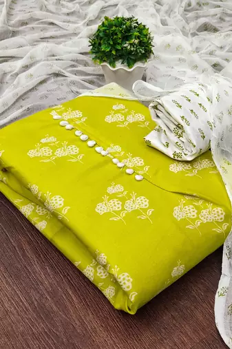 lemon cotton printed dress material