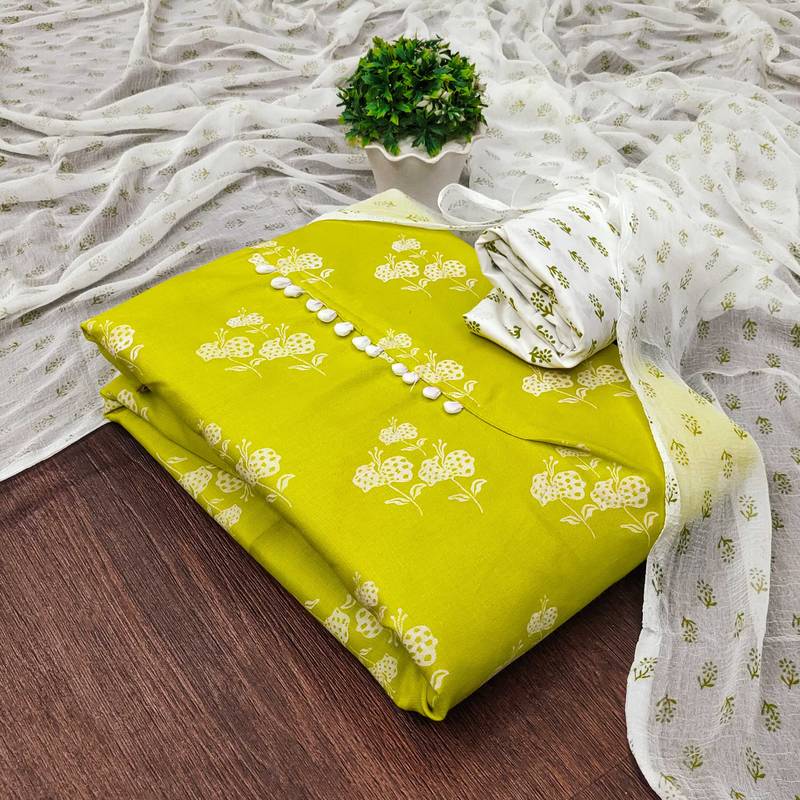 lemon cotton printed dress material