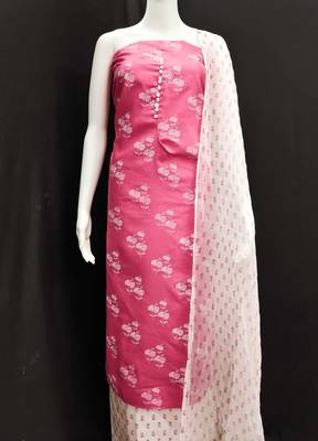 pink cotton printed dress material 2