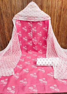 pink cotton printed dress material 3