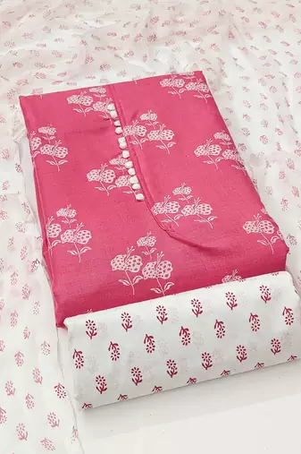 pink cotton printed dress material