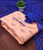 peach cotton printed dress material