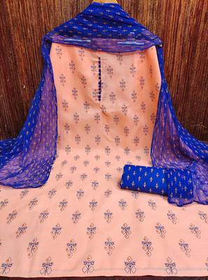 peach cotton printed dress material 3