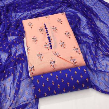 peach cotton printed dress material 4