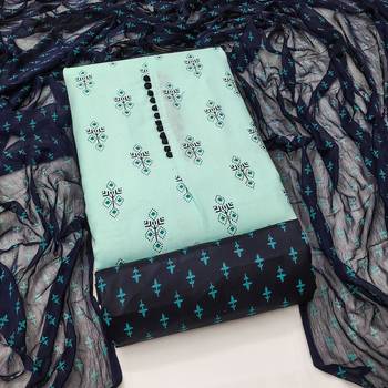 sea green cotton printed dress material 4