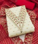 white cotton woven dress material