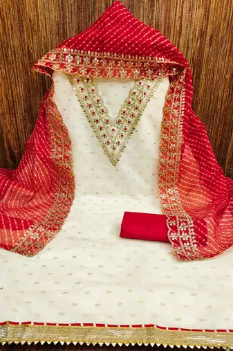 white cotton woven dress material