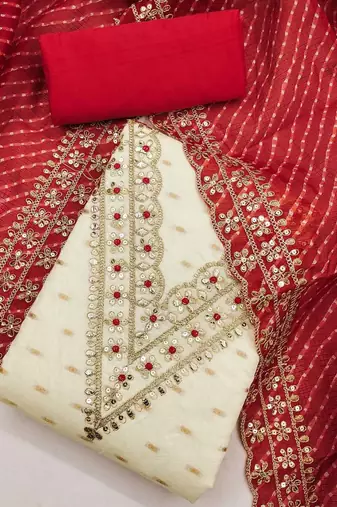 white cotton woven dress material