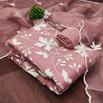 baby pink organza embroidered dress material 3