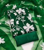 green organza embroidered dress material