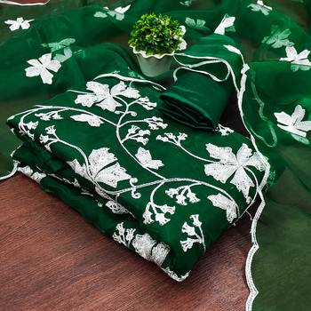 green organza embroidered dress material 3