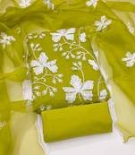 light green organza embroidered dress material