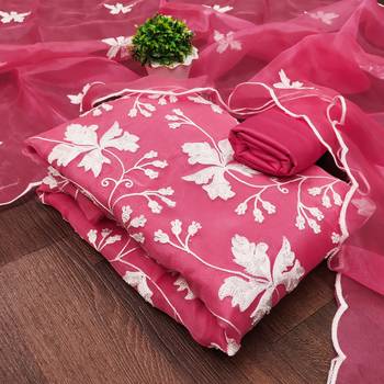 pink organza embroidered dress material 3