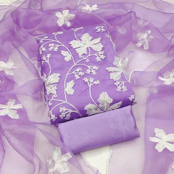 purple organza embroidered dress material 1