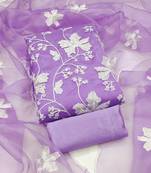 purple organza embroidered dress material