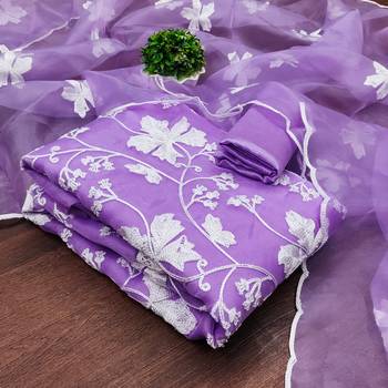 purple organza embroidered dress material 3