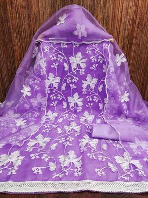 purple organza embroidered dress material 4