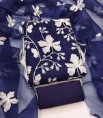 royal blue organza embroidered dress material