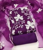violet organza embroidered dress material