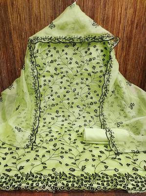 light green organza sequins dress material 2