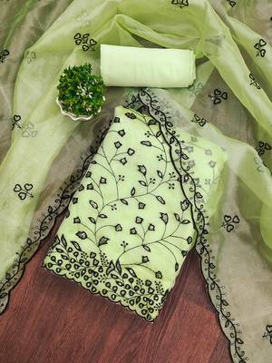 light green organza sequins dress material 3