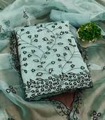 sea green organza sequins dress material