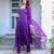 purple printed regular kurta with churidar & dupatta