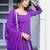 purple printed regular kurta with churidar & dupatta