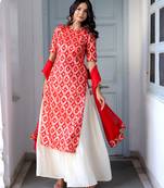 red ethnic motifs kurta & Palazzo with dupatta