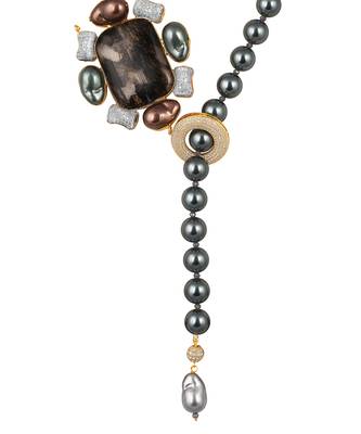 Gold plated kundan black stones necklace 4