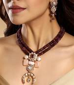 Gold plated kundan multicolor stones necklace set