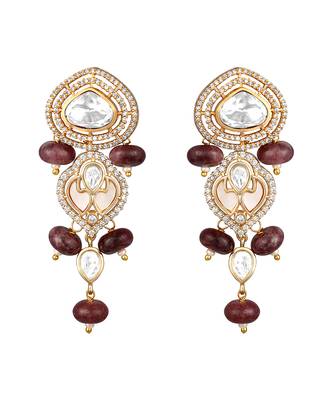 Gold plated kundan multicolor stones necklace set 4