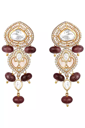Gold plated kundan multicolor stones necklace set