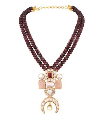 Gold plated kundan multicolor stones necklace set 5