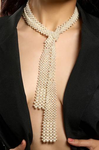 Gold plated kundan pearl necklace