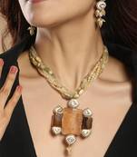 Gold plated kundan multicolor stones necklace set